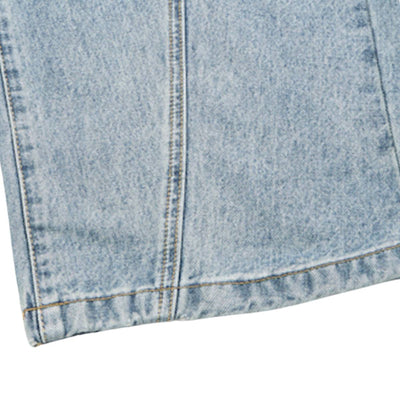 Vintage Washed High Waist Distressed Relaxed Straight Leg Denim Jeans