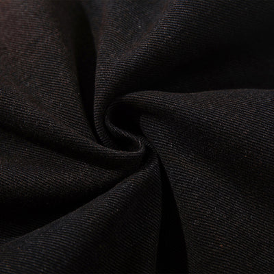 Artistic Brown Fade Geometric Stitching Black Denim Wide Leg Jeans