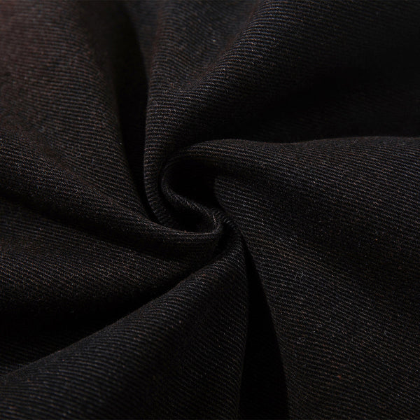 Artistic Brown Fade Geometric Stitching Black Denim Wide Leg Jeans