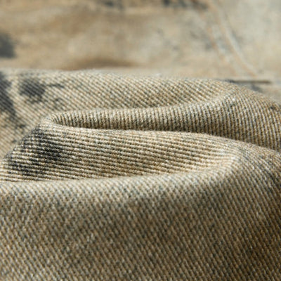 Vintage Mud-Washed Denim Texture Bermuda Shorts
