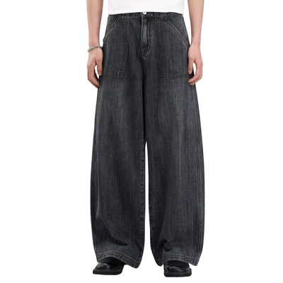 Vintage Washed Slub Distressed Baggy Denim Pants