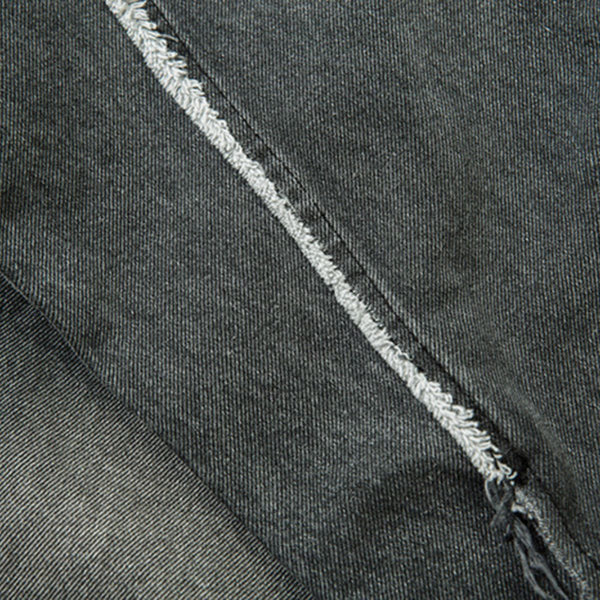 Oversized Stand-up Collar Washed Distressed Denim Jacket