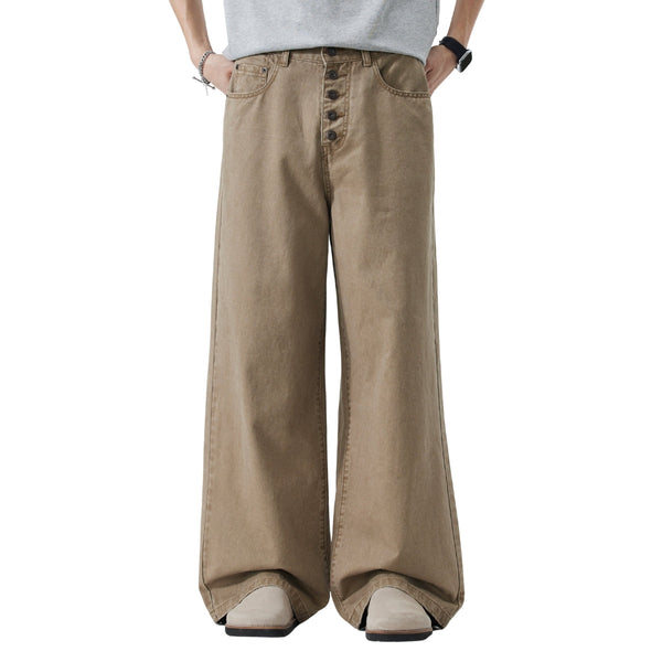 Button Fly Relaxed Fit Baggy Straight Leg Vintage Work Pants