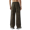 Heavyweight Camouflage Stripe Patchwork Drawstring Straight Leg Sweatpants