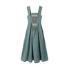 Smocked Back A-Line Denim Strappy Mididress