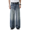Vintage Washed Crease Effect Wide Leg Baggy Denim Jeans