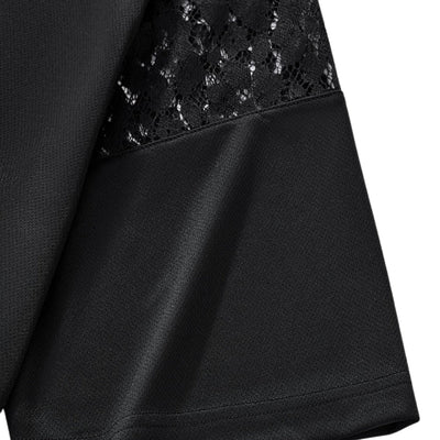 Openwork Lace-Stitching V-Neck Boxy Tee