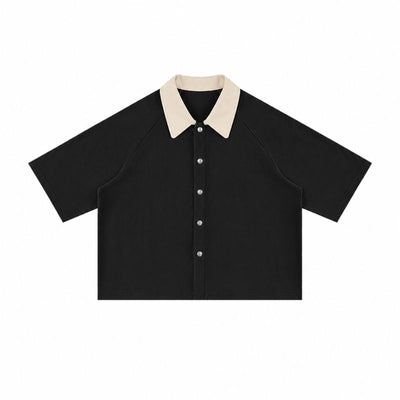 Vintage Washed Colorblock Relaxed Fit Polo T-Shirt