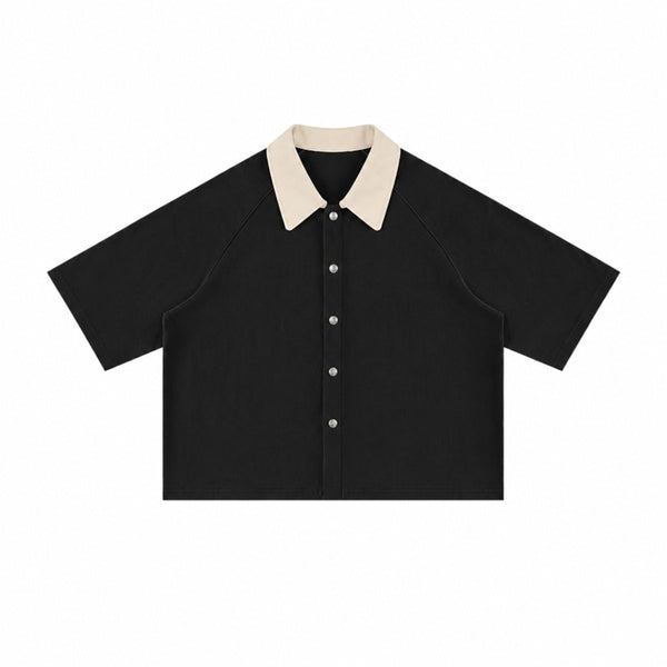 Vintage Washed Colorblock Relaxed Fit Polo T-Shirt