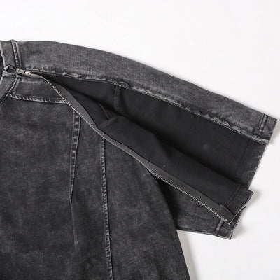 Structural Panels Sleeve Zipper Vintage Washed Short Sleeve Tee