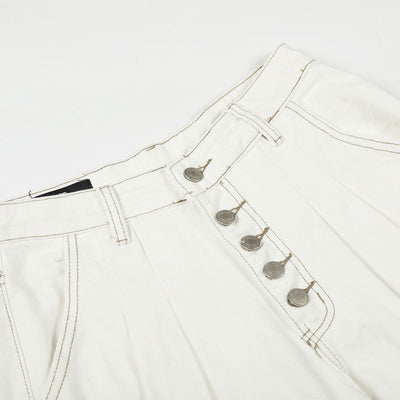 High Waist Wide Leg Button Fly Denim Pants