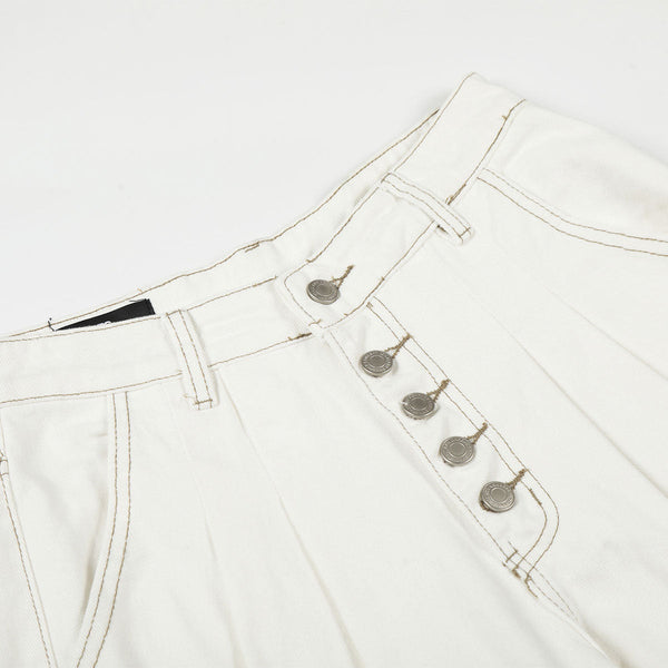 High Waist Wide Leg Button Fly Denim Pants