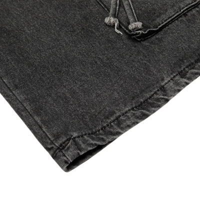 Men's Distressed Washed Denim Cargo Pants Wide Leg Unique Structured