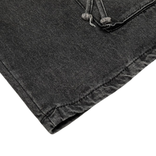 Men's Distressed Washed Denim Cargo Pants Wide Leg Unique Structured