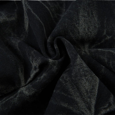 Men's Tie-Dye Denim Pants Heavy Pleated Distressed Loose Wide Leg