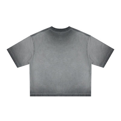 Washed Cotton Boxy Cropped Crew Neck Tee