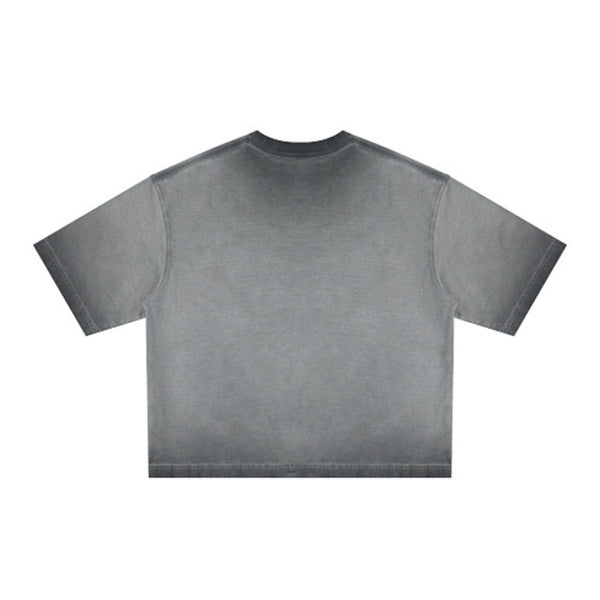 Washed Cotton Boxy Cropped Crew Neck Tee