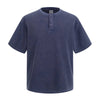 Casual Waffle Fabric Button Neck T-Shirt