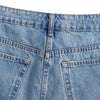 Crossover Asymmetric Waist Distressed Denim Mini Skirt