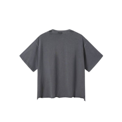 Distressed Raw Hem Boxy Cotton T-Shirt