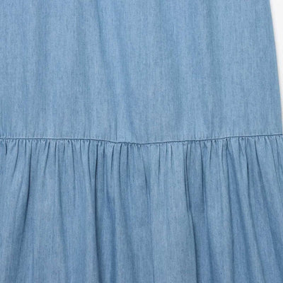 Spaghetti Straps Bow Denim Maxi Dress