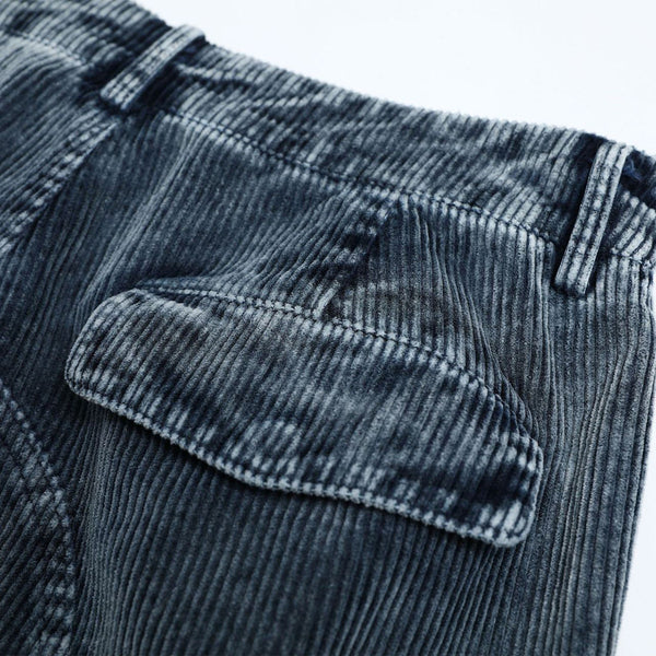 Washed Corduroy Deconstructed Relaxed Cargo Pants