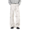 Graffiti Spray Washed Baggy Flared Denim Pants