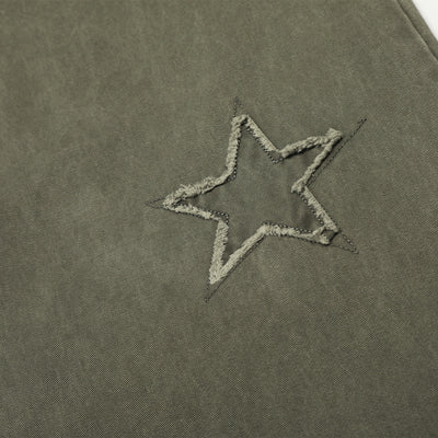 Olive Wide Leg Pants Star Cross Embroidery Details