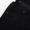 Faux Leather Accent High Waisted Wide Leg Denim Trousers