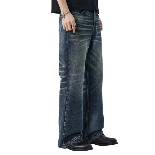 Blue Washed Baggy Cat Whisker Jeans