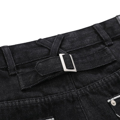 Street Deconstructed Embroidered Slim Flare Jeans