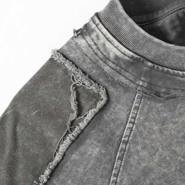 Vintage Washed Patchwork Short Sleeve Chest Pocket Tee