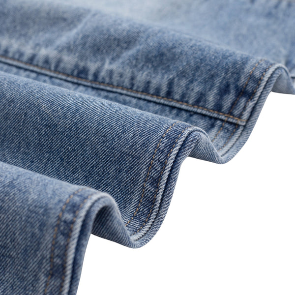 Pleated Vintage Wash Denim Baggy Jeans