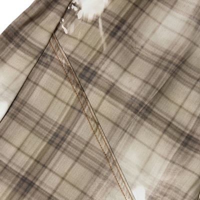 Vintage Plaid Curved-Cut Cropped Pants