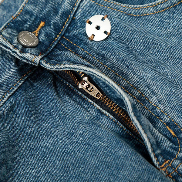 Asymmetrical Wide Leg Modern Light Wash Jeans