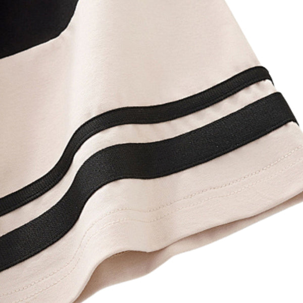 Fitted Color Splice Flare Sleeve Feminine Tee