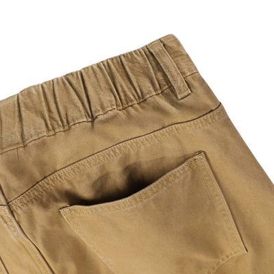 Deconstructed Washed Solid Pleated Panel Multi-Pocket Cargo Pants