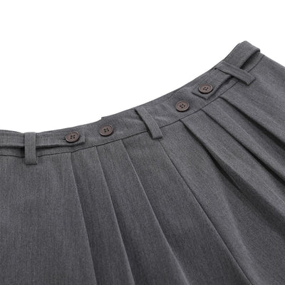 Vintage Pleated Wide Leg Cropped Trousers