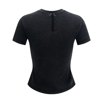 Women’s Retro Wash Fitted Stand Collar Tee