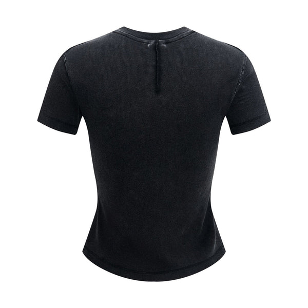 Women’s Retro Wash Fitted Stand Collar Tee