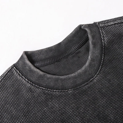 Vintage Washed Short Sleeve Textured Panel Design Tee