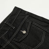 Black Wide Leg Contrast Stitch Denim Pants