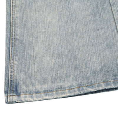 Gradient Washed High Rise Curved Leg Loose Wide Leg Denim Jeans