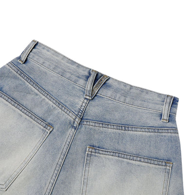 Vintage Light Wash Wide Leg High Street Casual Denim
