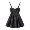Front-Zip Smocked Denim Mini Dress