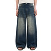 Vintage Whiskered Slub Relaxed Wide-Leg Denim Pants