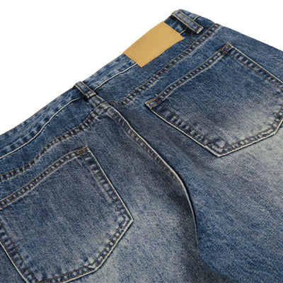 Men's Mid-Rise Straight-Leg Washed Denim Pants – Vintage Casual