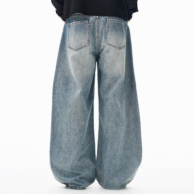 High Waisted Wide Leg Vintage Washed Casual Jeans