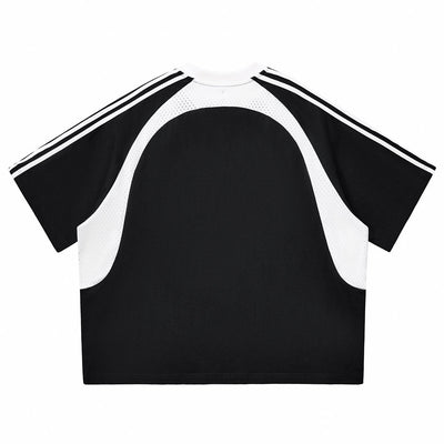 Raglan Sleeve Mesh Panel Sporty Tee