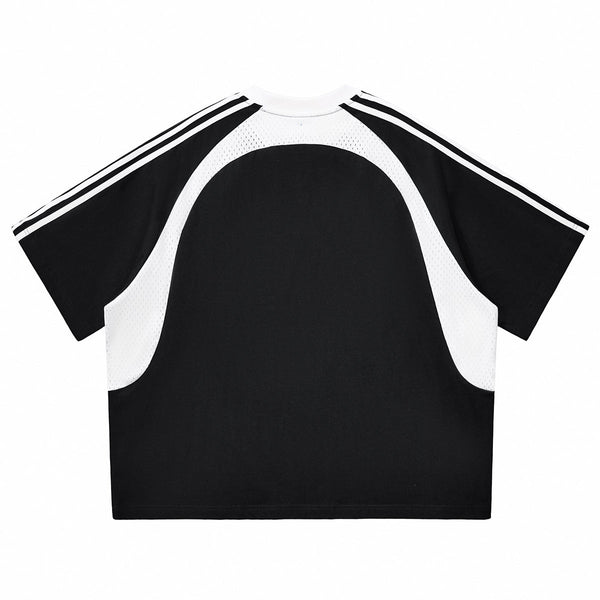 Raglan Sleeve Mesh Panel Sporty Tee